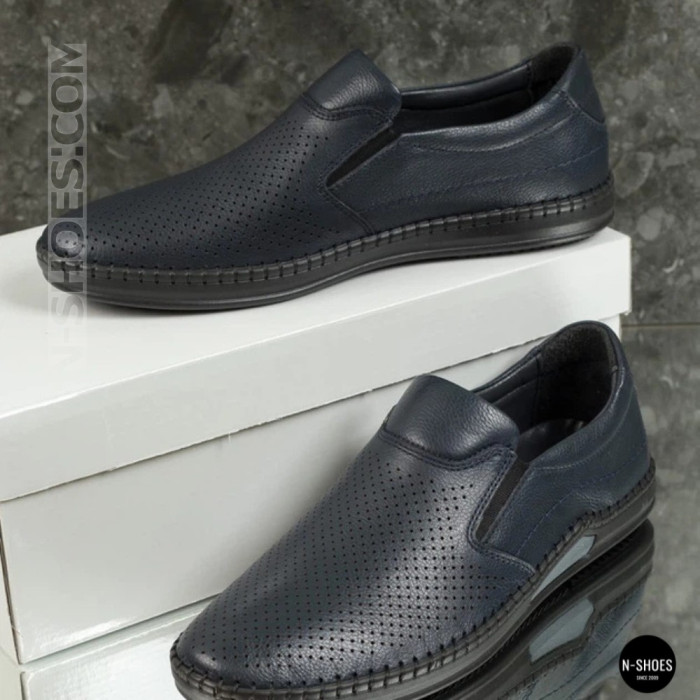 Чоловічі літні туфлі-мокасини з перфорацією Mens 211850 6182 сині