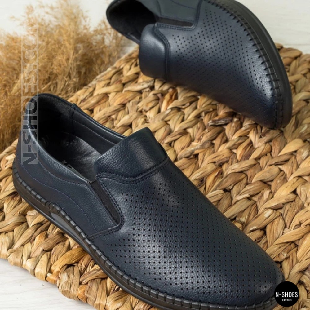 Чоловічі літні туфлі-мокасини з перфорацією Mens 211850 6182 сині