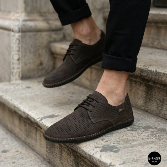 Чоловічі літні туфлі-мокасини із сірого нубуку Mens 211832 177 grey nubuk 6195
