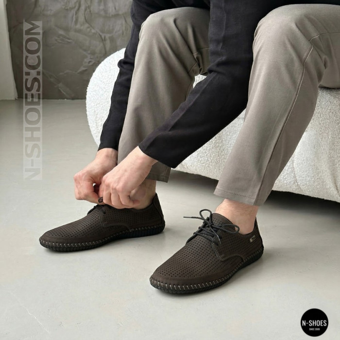 Чоловічі літні туфлі-мокасини із сірого нубуку Mens 211832 177 grey nubuk 6195