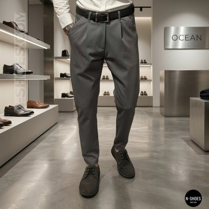 Чоловічі літні туфлі-мокасини із сірого нубуку Mens 211832 177 grey nubuk 6195