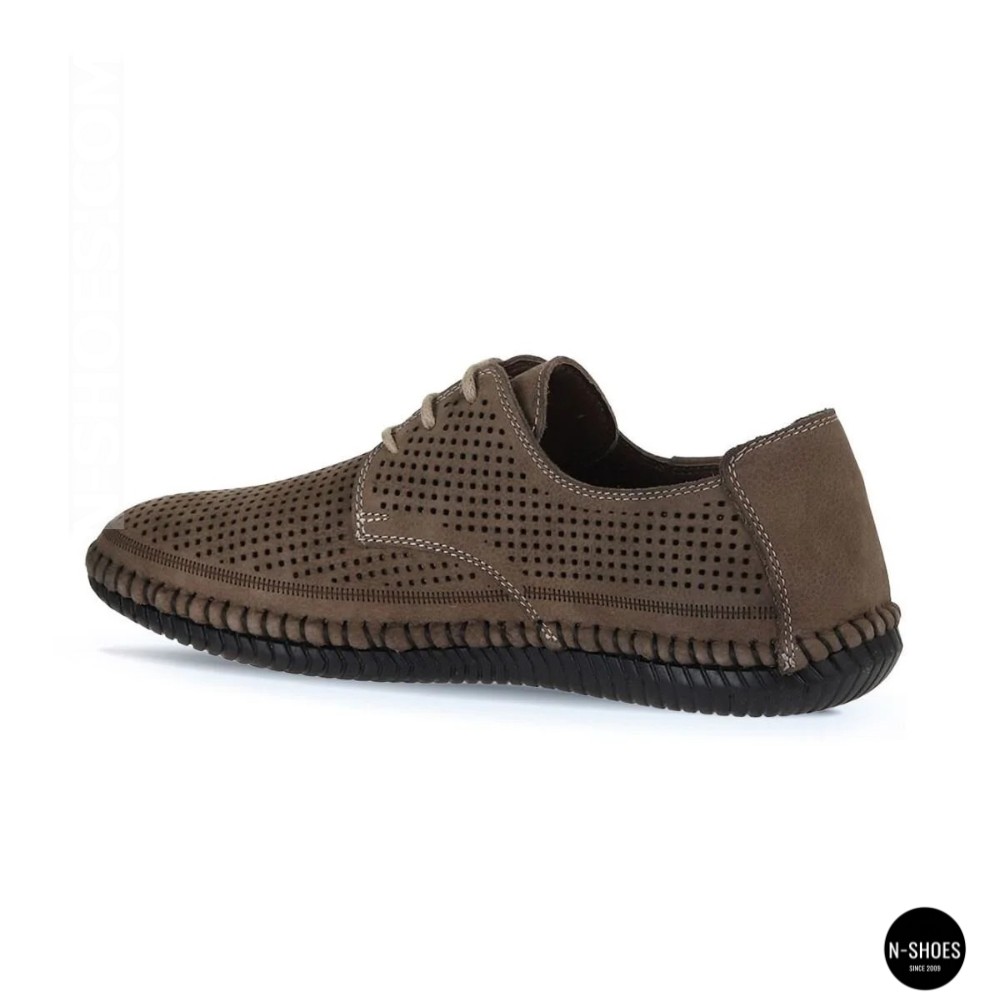 Мужские летние туфли-мокасины из серого нубука Mens 211832 177 grey nubuk 6195
