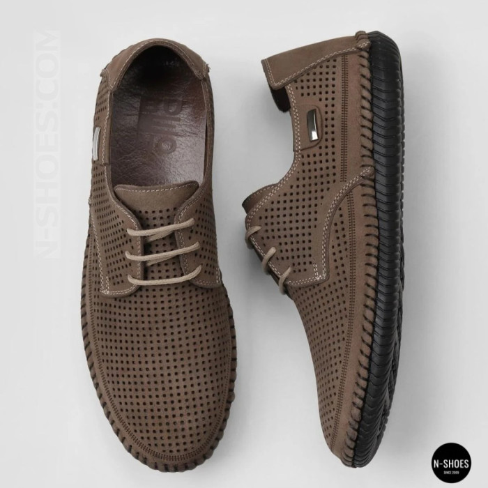 Чоловічі літні туфлі-мокасини із сірого нубуку Mens 211832 177 grey nubuk 6195