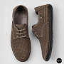 Мужские летние туфли-мокасины из серого нубука Mens 211832 177 grey nubuk 6195
