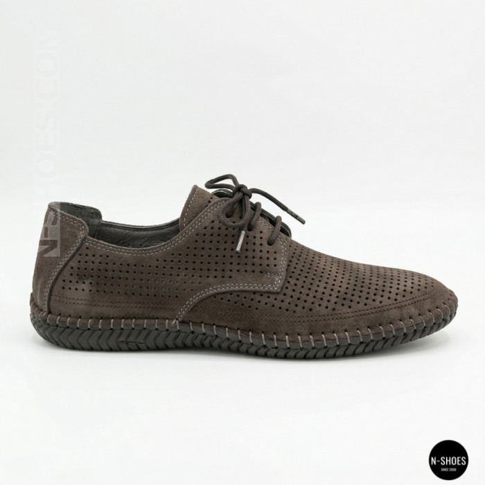 Чоловічі літні туфлі-мокасини із сірого нубуку Mens 211832 177 grey nubuk 6195