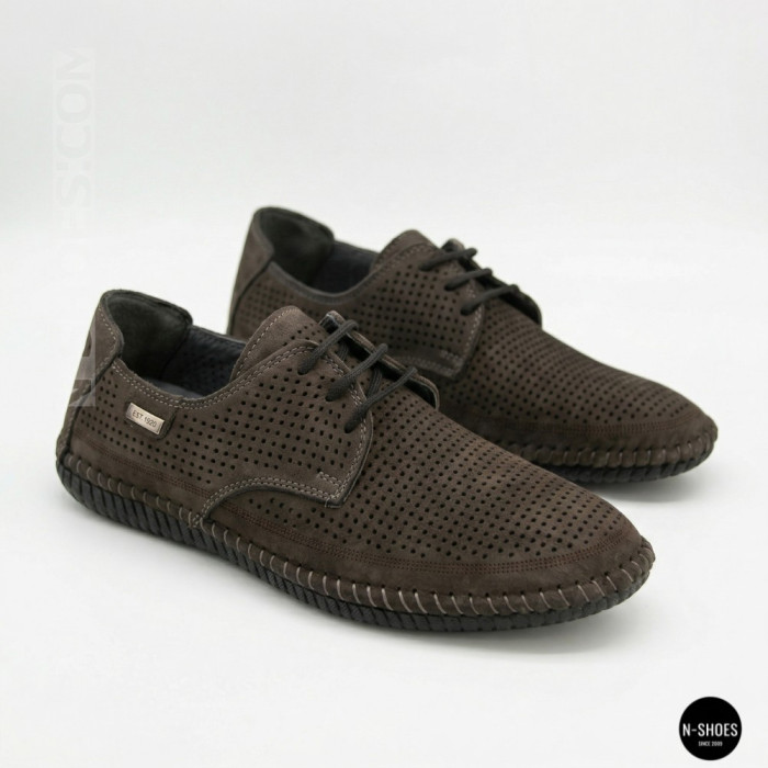 Чоловічі літні туфлі-мокасини із сірого нубуку Mens 211832 177 grey nubuk 6195