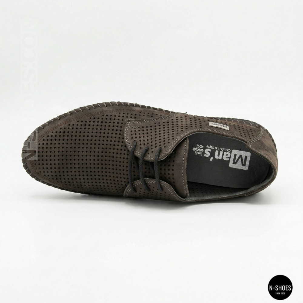 Мужские летние туфли-мокасины из серого нубука Mens 211832 177 grey nubuk 6195