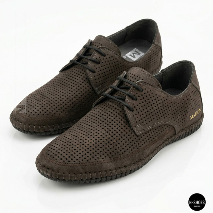 Чоловічі літні туфлі-мокасини із сірого нубуку Mens 211832 177 grey nubuk 6195