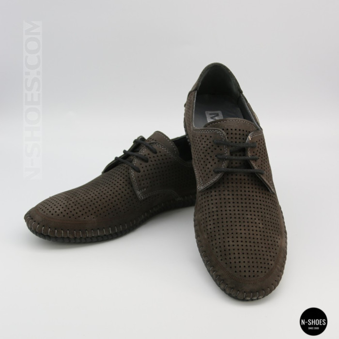 Чоловічі літні туфлі-мокасини із сірого нубуку Mens 211832 177 grey nubuk 6195