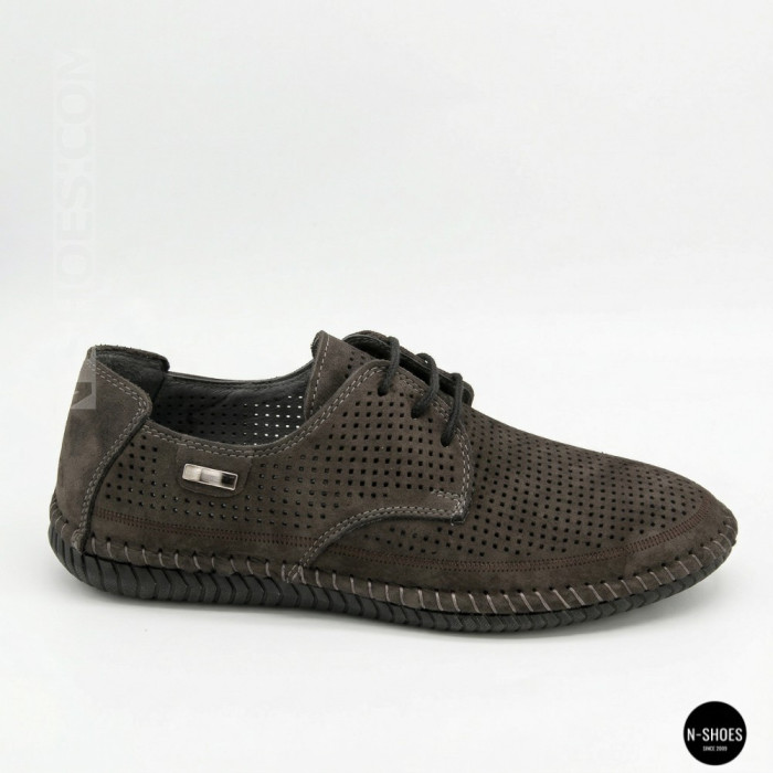 Чоловічі літні туфлі-мокасини із сірого нубуку Mens 211832 177 grey nubuk 6195