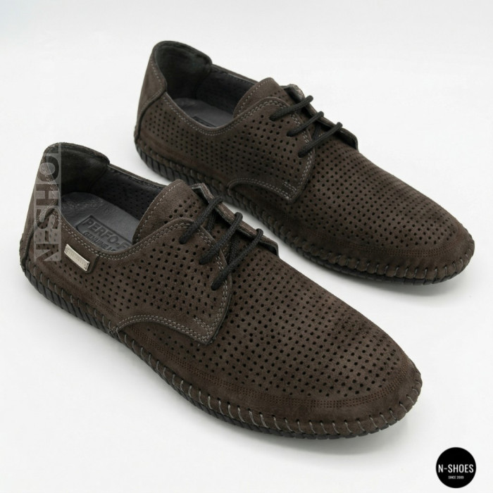 Чоловічі літні туфлі-мокасини із сірого нубуку Mens 211832 177 grey nubuk 6195