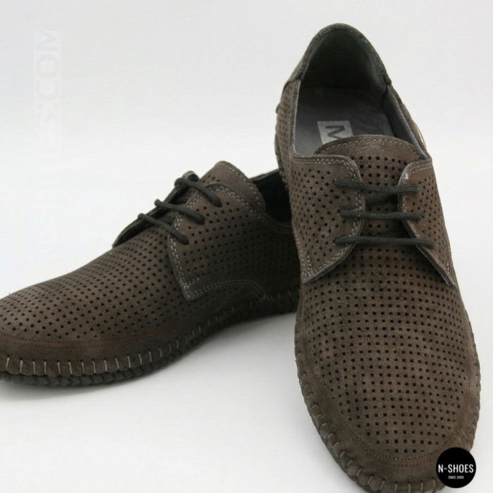 Чоловічі літні туфлі-мокасини із сірого нубуку Mens 211832 177 grey nubuk 6195