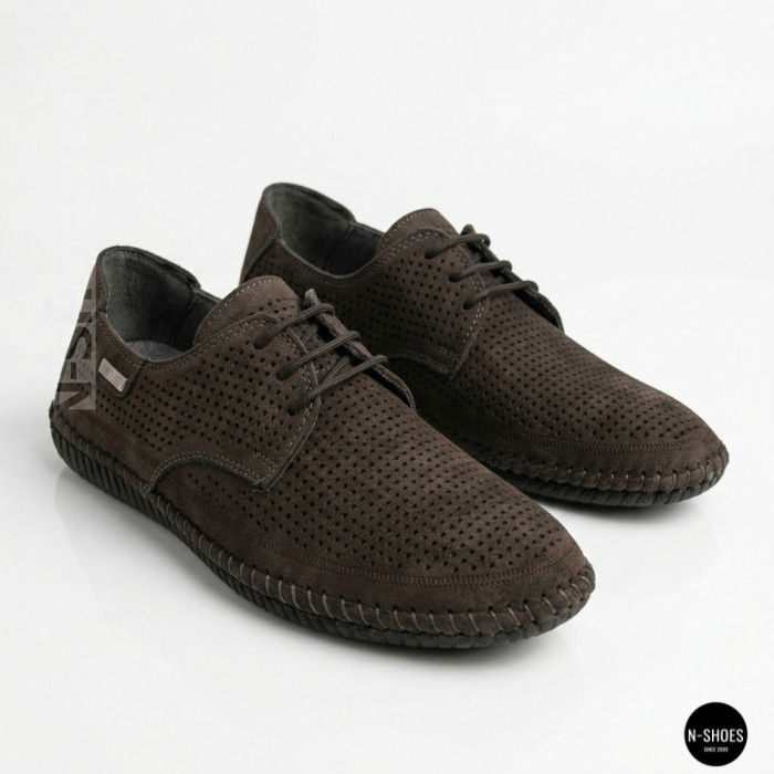 Чоловічі літні туфлі-мокасини із сірого нубуку Mens 211832 177 grey nubuk 6195