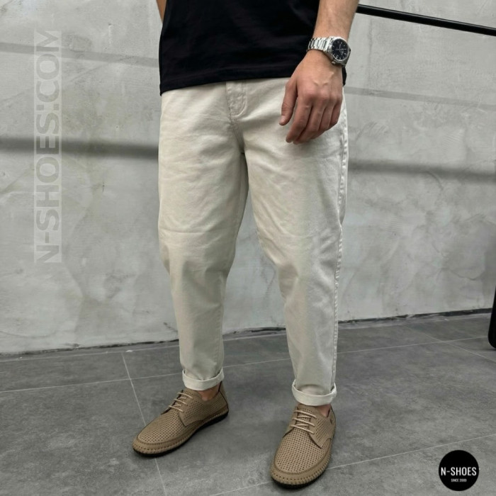 Чоловічі літні бежеві шкіряні мокасини N-SHOES Mens 211829 177 beige nubuk 6196