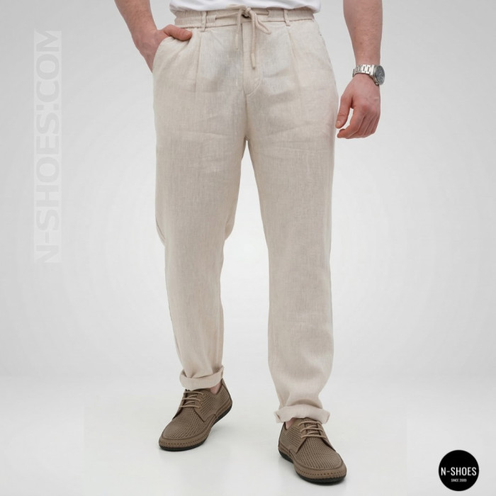 Чоловічі літні бежеві шкіряні мокасини N-SHOES Mens 211829 177 beige nubuk 6196