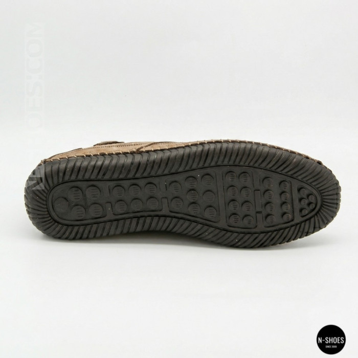Чоловічі літні бежеві шкіряні мокасини N-SHOES Mens 211829 177 beige nubuk 6196