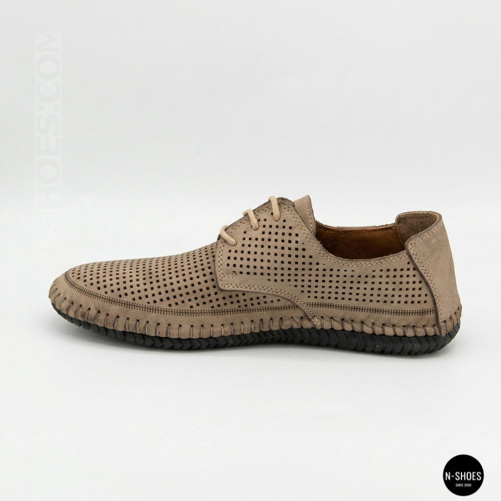 Чоловічі літні бежеві шкіряні мокасини N-SHOES Mens 211829 177 beige nubuk 6196