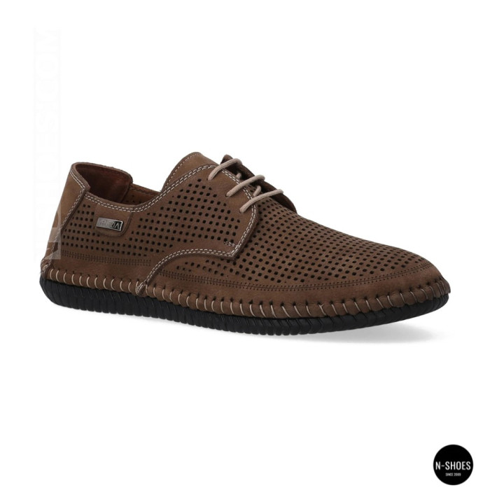 Чоловічі літні бежеві шкіряні мокасини N-SHOES Mens 211829 177 beige nubuk 6196
