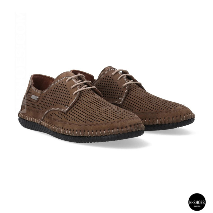 Чоловічі літні бежеві шкіряні мокасини N-SHOES Mens 211829 177 beige nubuk 6196