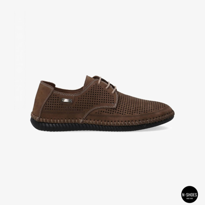 Чоловічі літні бежеві шкіряні мокасини N-SHOES Mens 211829 177 beige nubuk 6196