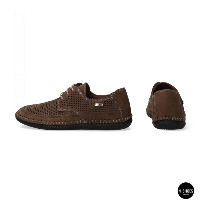 Чоловічі літні бежеві шкіряні мокасини N-SHOES Mens 211829 177 beige nubuk 6196