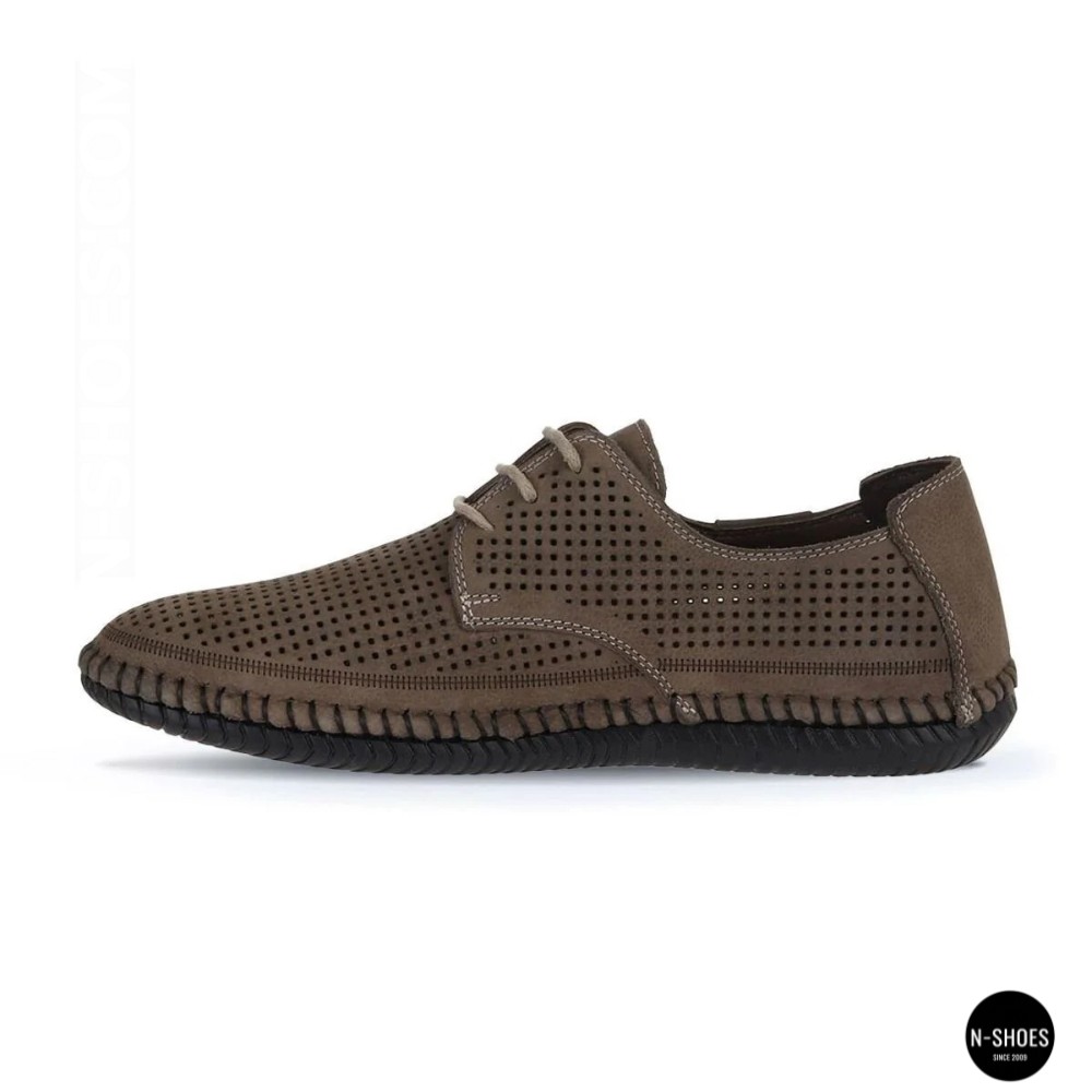 Чоловічі літні бежеві шкіряні мокасини N-SHOES Mens 211829 177 beige nubuk 6196