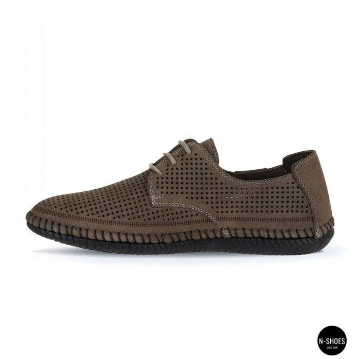 Чоловічі літні бежеві шкіряні мокасини N-SHOES Mens 211829 177 beige nubuk 6196