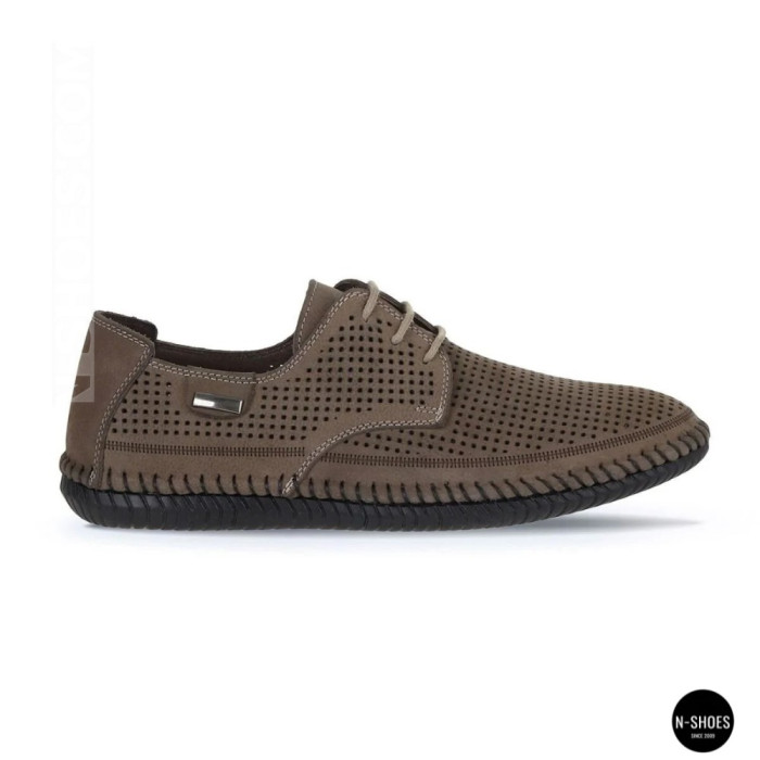 Чоловічі літні бежеві шкіряні мокасини N-SHOES Mens 211829 177 beige nubuk 6196
