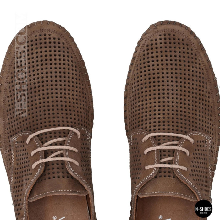 Чоловічі літні бежеві шкіряні мокасини N-SHOES Mens 211829 177 beige nubuk 6196
