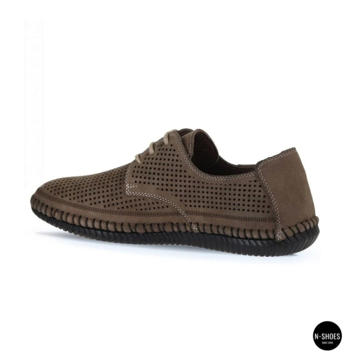 Чоловічі літні бежеві шкіряні мокасини N-SHOES Mens 211829 177 beige nubuk 6196