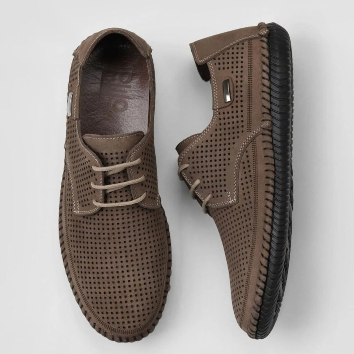 Чоловічі літні бежеві шкіряні мокасини N-SHOES Mens 211829 177 beige nubuk 6196