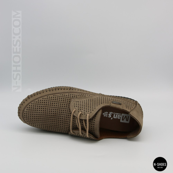 Чоловічі літні бежеві шкіряні мокасини N-SHOES Mens 211829 177 beige nubuk 6196