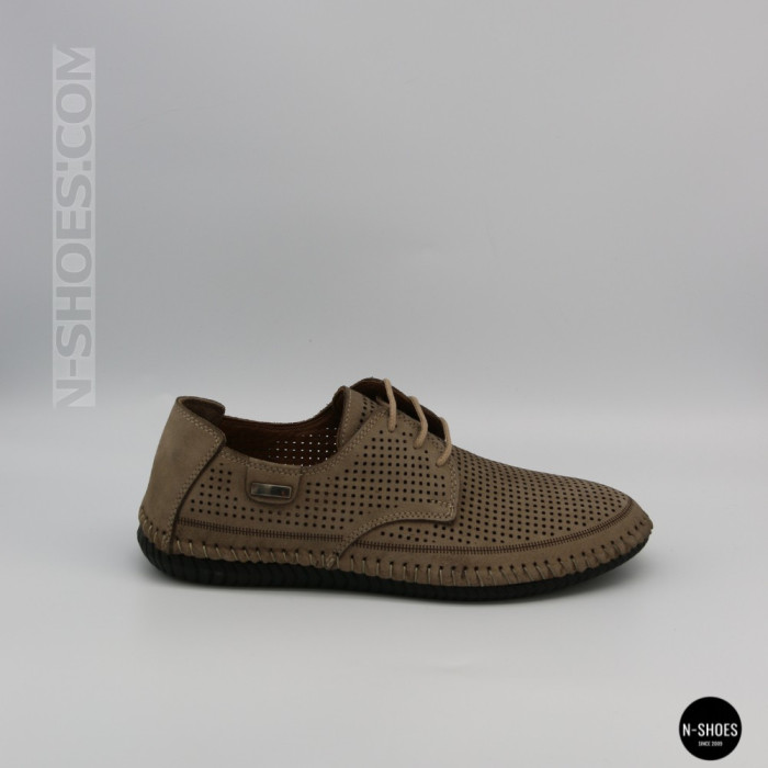 Чоловічі літні бежеві шкіряні мокасини N-SHOES Mens 211829 177 beige nubuk 6196