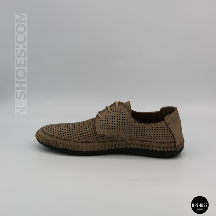 Чоловічі літні бежеві шкіряні мокасини N-SHOES Mens 211829 177 beige nubuk 6196