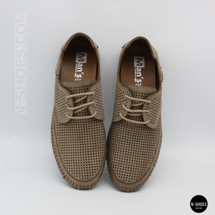 Чоловічі літні бежеві шкіряні мокасини N-SHOES Mens 211829 177 beige nubuk 6196
