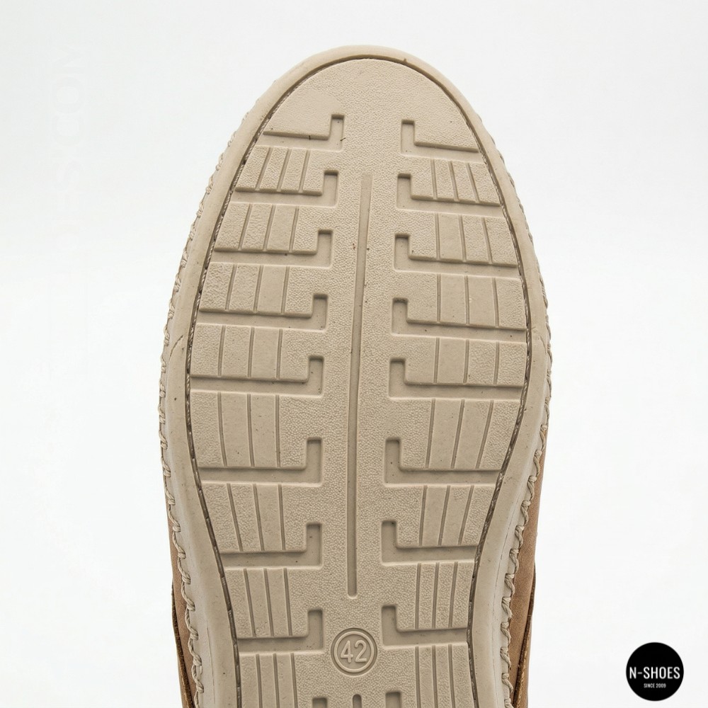 Чоловічі бежеві туфлі-мокасини з нубуку N-SHOES 211851 417 beige nubuk 6197