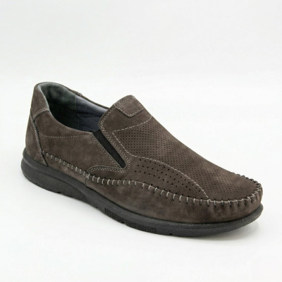 Men's summer beige moccasin shoes N-SHOES Mens 211835 020 gray nubuck 6198 leather lace-up with elastic band in the ECCO Casual Comfort style Men's summer beige moccasin shoes N-SHOES Mens 211835 020 gray nubuck 6198 leather lace-up with elastic band in the ECCO Casual Comfort style