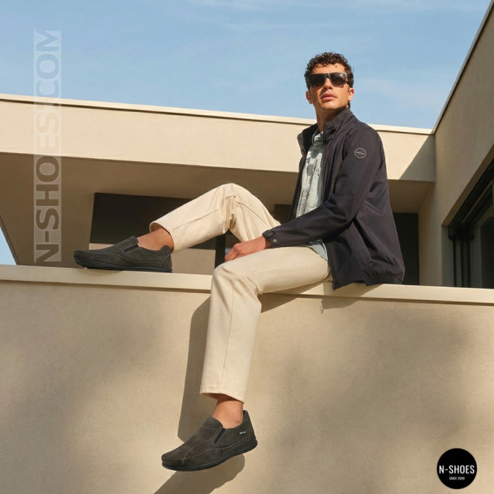Літні шкіряні туфлі-мокасини N-SHOES Mens 211835 020 grey nubuck 6198