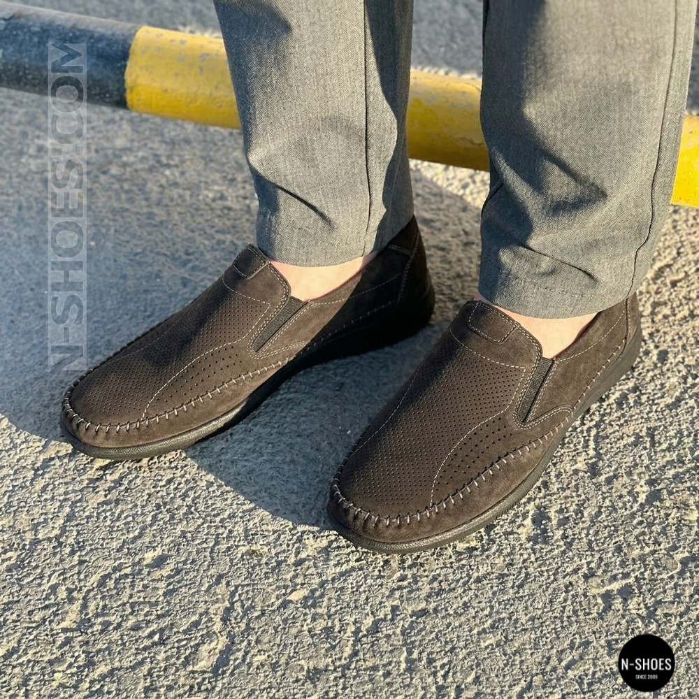 Літні шкіряні туфлі-мокасини N-SHOES Mens 211835 020 grey nubuck 6198