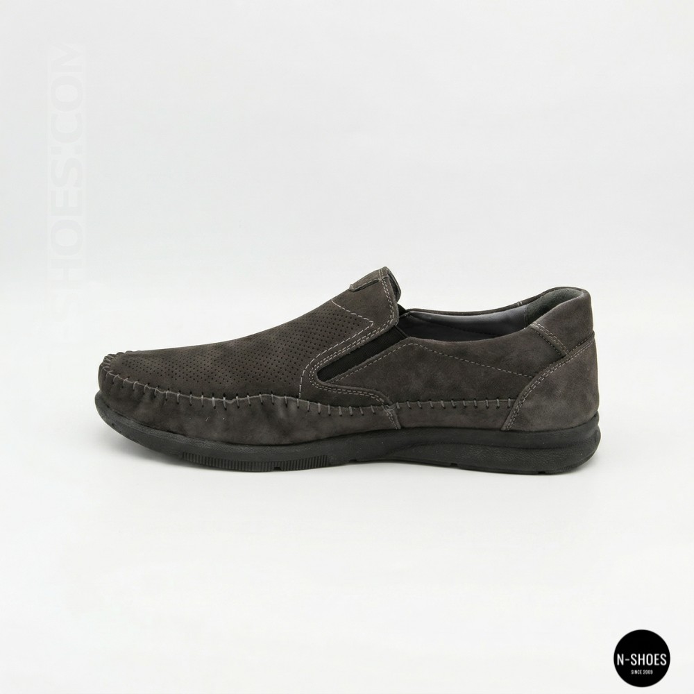 Літні шкіряні туфлі-мокасини N-SHOES Mens 211835 020 grey nubuck 6198