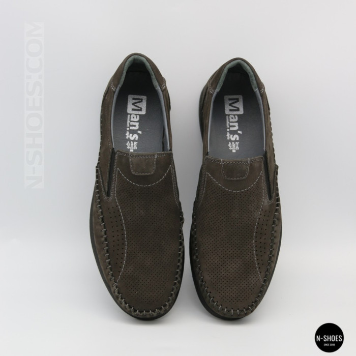 Літні шкіряні туфлі-мокасини N-SHOES Mens 211835 020 grey nubuck 6198