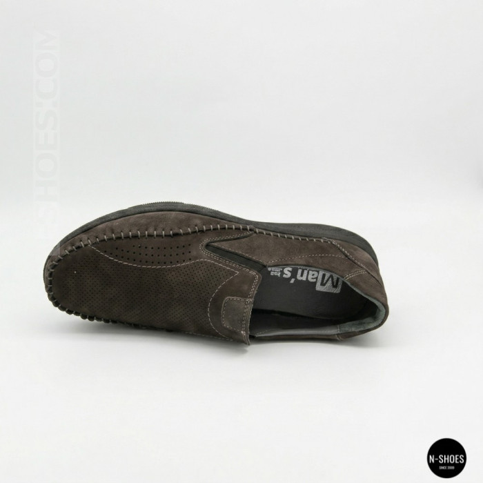 Літні шкіряні туфлі-мокасини N-SHOES Mens 211835 020 grey nubuck 6198