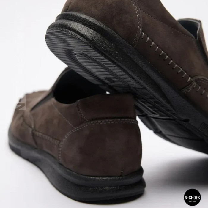 Літні шкіряні туфлі-мокасини N-SHOES Mens 211835 020 grey nubuck 6198