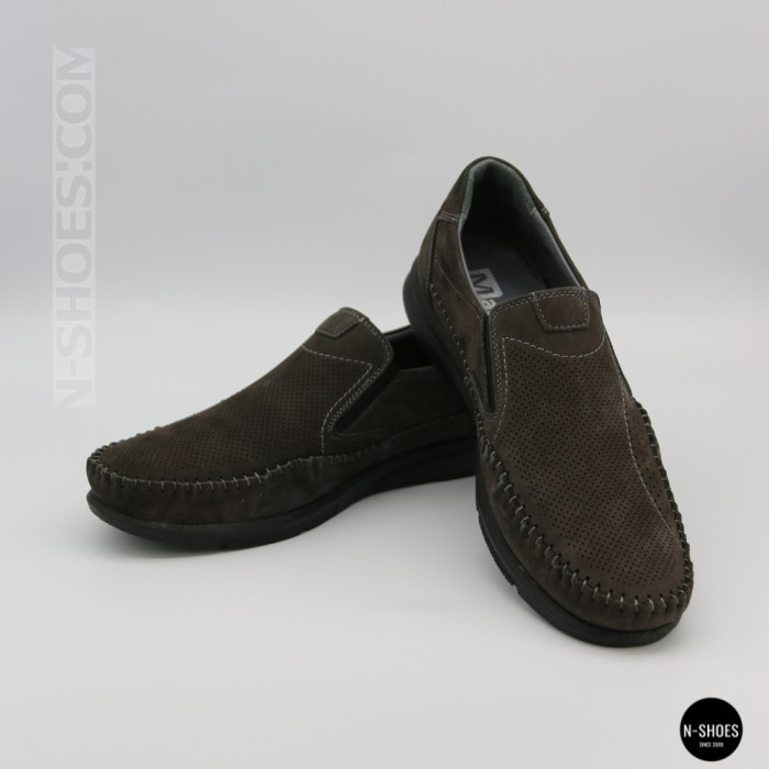 Літні шкіряні туфлі-мокасини N-SHOES Mens 211835 020 grey nubuck 6198