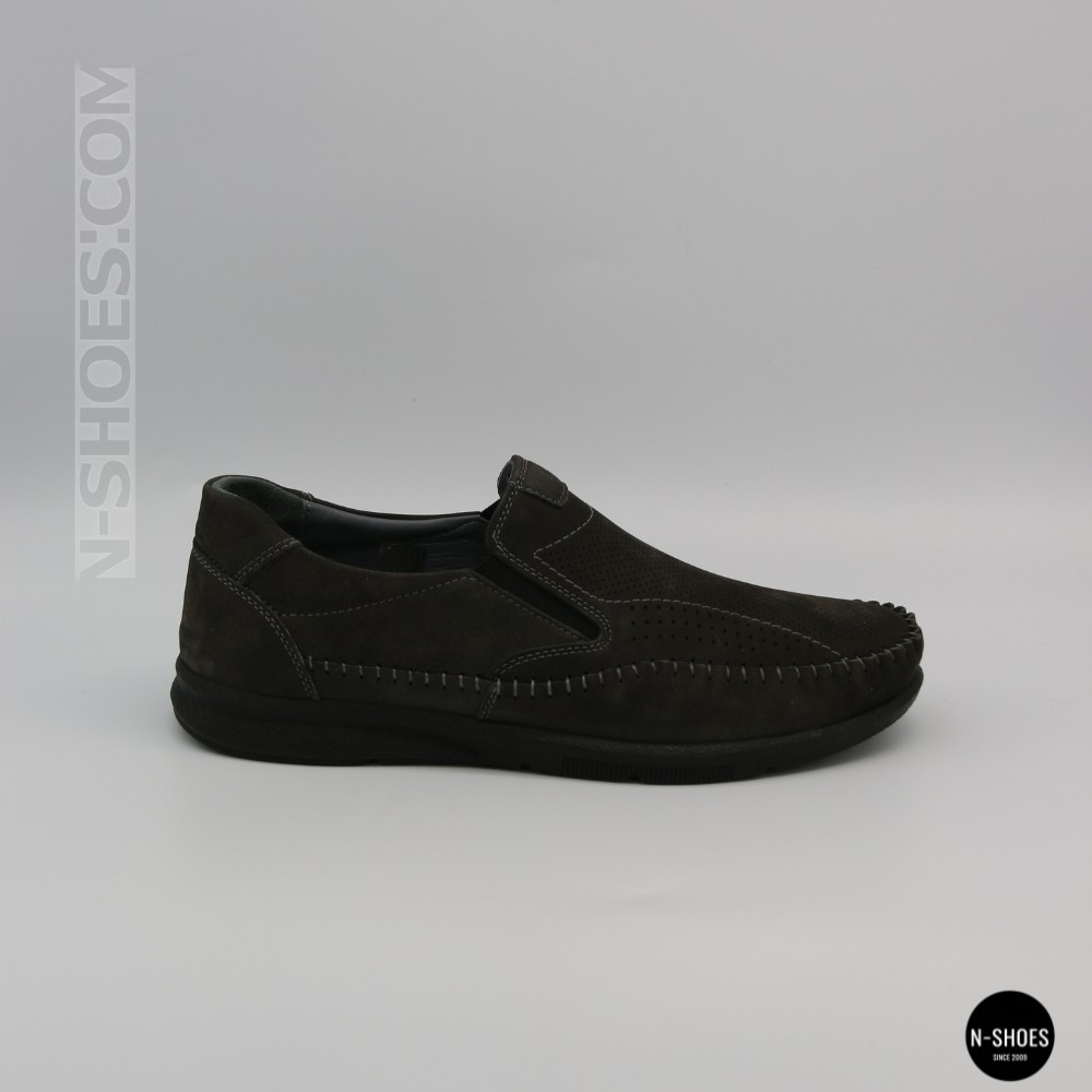 Літні шкіряні туфлі-мокасини N-SHOES Mens 211835 020 grey nubuck 6198