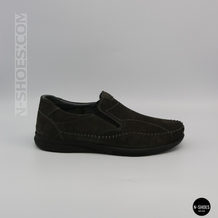 Літні шкіряні туфлі-мокасини N-SHOES Mens 211835 020 grey nubuck 6198