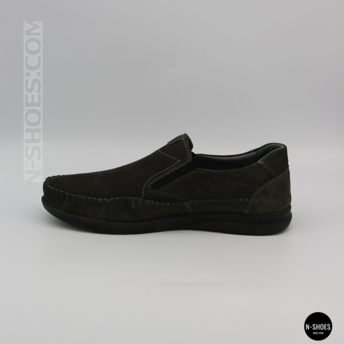 Літні шкіряні туфлі-мокасини N-SHOES Mens 211835 020 grey nubuck 6198