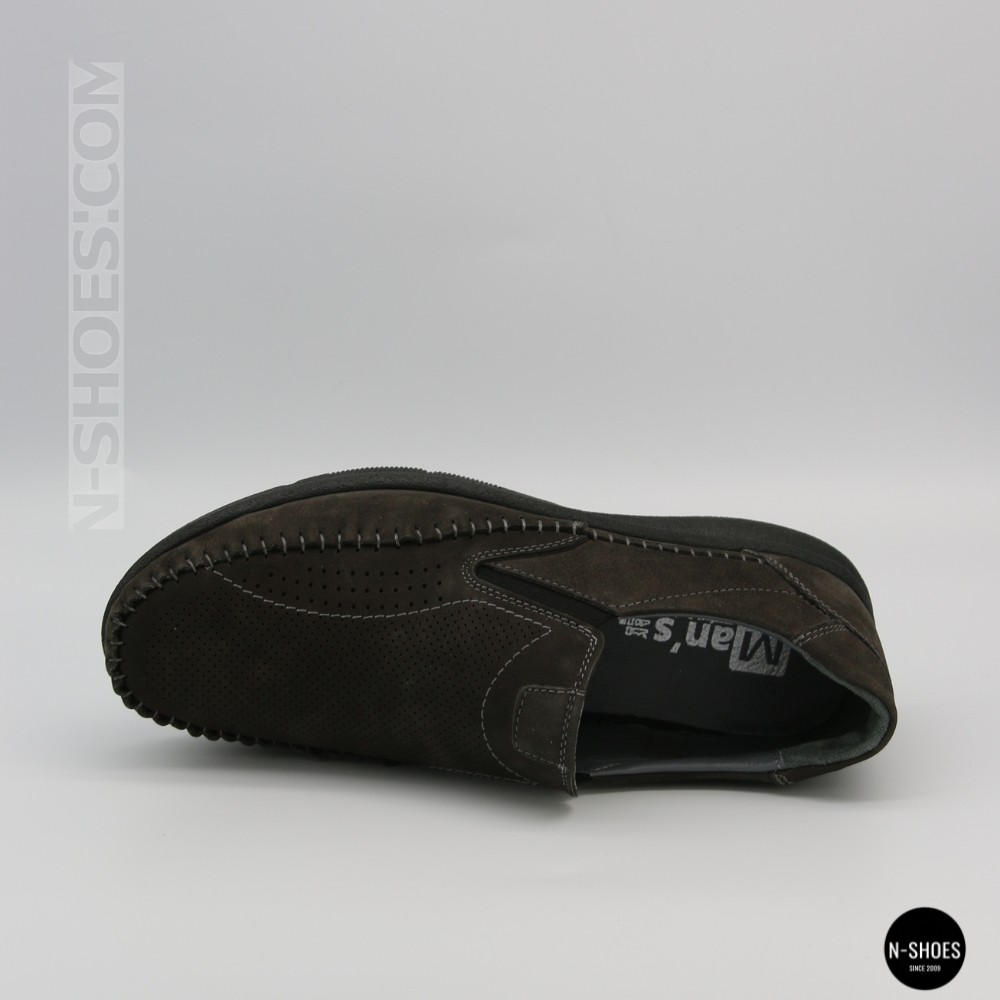 Літні шкіряні туфлі-мокасини N-SHOES Mens 211835 020 grey nubuck 6198
