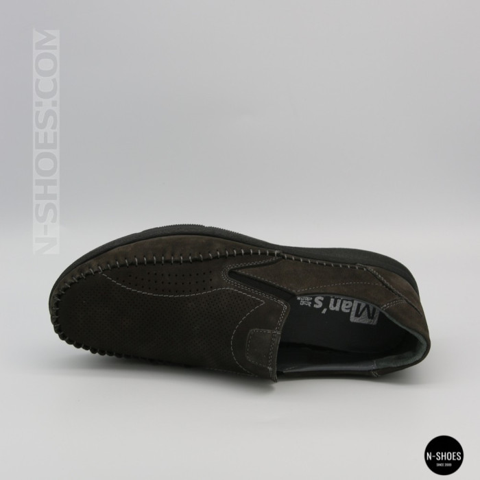 Літні шкіряні туфлі-мокасини N-SHOES Mens 211835 020 grey nubuck 6198