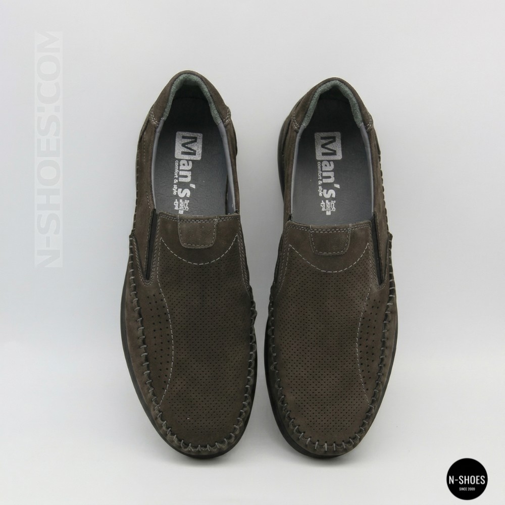 Літні шкіряні туфлі-мокасини N-SHOES Mens 211835 020 grey nubuck 6198